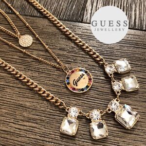 Guess Layered Chain Necklace Chains Gem Rhinestone